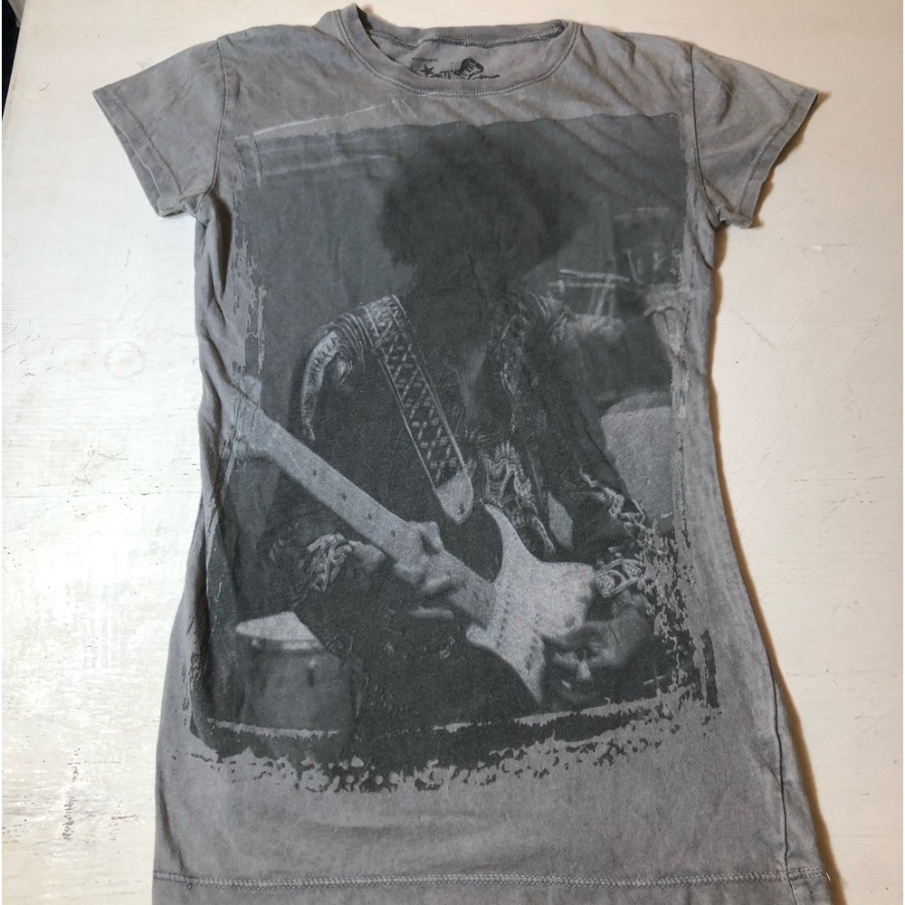 Jimi Hendrix Grey Graphic Guitar Playing Rock Photo Print, XS, 100% Cotton - Picture 9 of 9